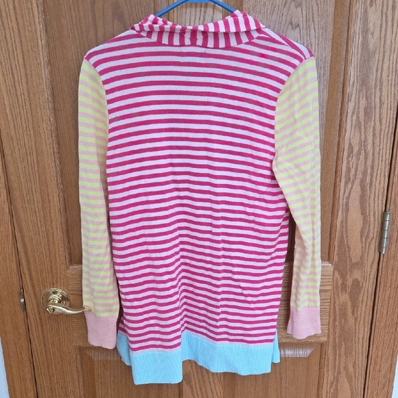 Lands' End Women's Colorful Striped Cardigan - Pink, Yellow, and Blue - Picture 8 of 15